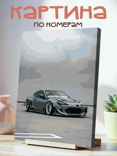 White Dot Картина по номерам 40x50см Серый спорткар Toyota GT86