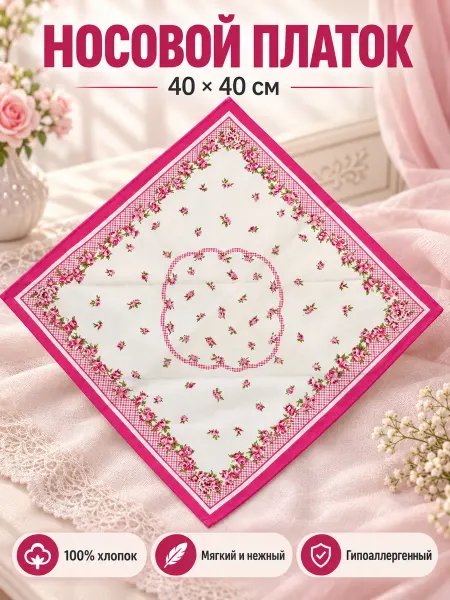 Pastel_lux Платок 1 штука 40х40 см. универсальный