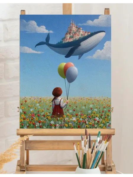 Art on Canvas Летящий город Картина по номерам на холсте 40х50 см