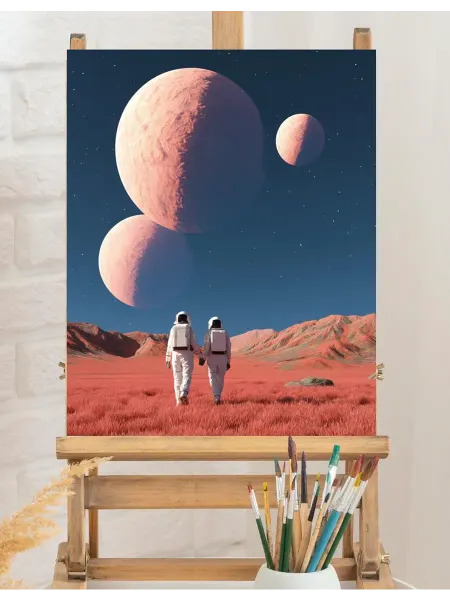 Art on Canvas Двое в космосе Картина по номерам на холсте 40х50 см