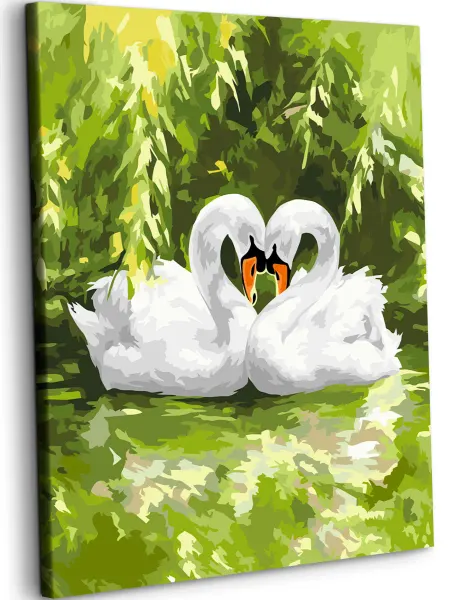 Art on Canvas Лебеди на пруду Картина по номерам на холсте 40х50 см