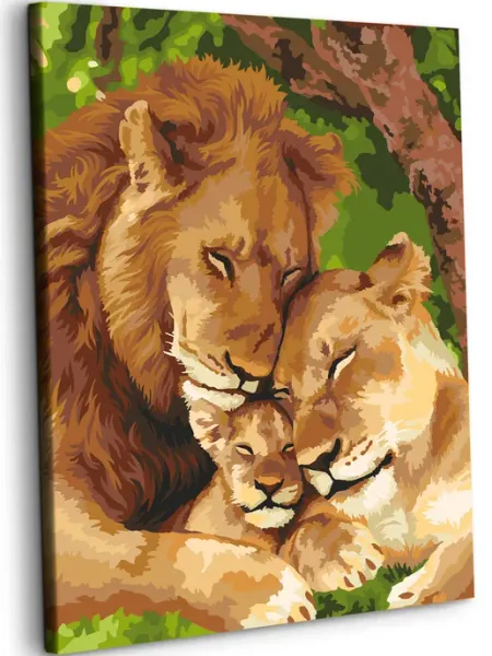 Art on Canvas Семья львов Картина по номерам на холсте 40х50 см