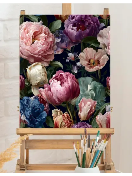Art on Canvas Цветочный микс Картина по номерам на холсте 40х50 см