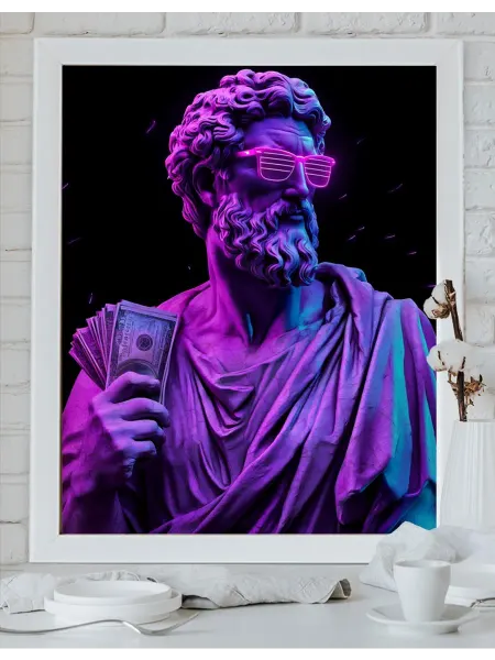 Art on Canvas Статуя в неоне Картина по номерам на холсте 40х50 см