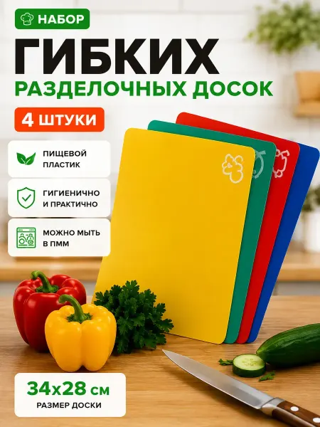 Лунора Набор гибких разделочных досок пластиковые кухонные доски