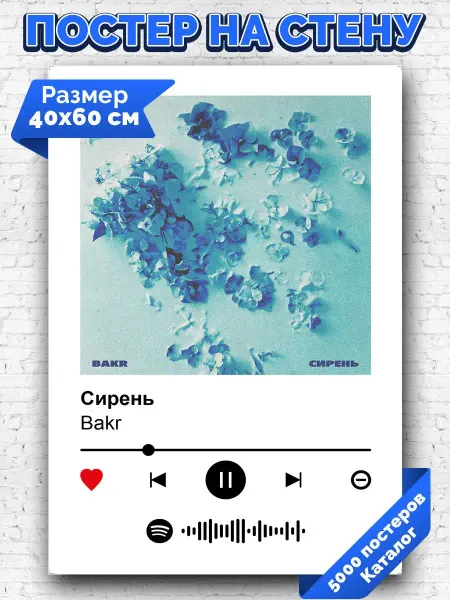 Arthata-spotify постер Спотифай постер Спотифай постер Bakr - сирень 40х60