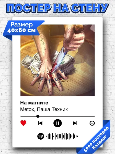 Arthata-spotify постер Спотифай постер Спотифай плакат Metox Паша Техник - На магните 40х60