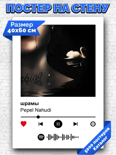 Arthata-spotify постер Спотифай постер Спотифай плакат Pepel Nahudi - шрамы 40х60