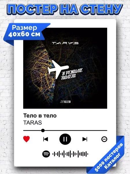Arthata-spotify постер Спотифай постер Спотифай постер TARAS - тело в тело 40х60