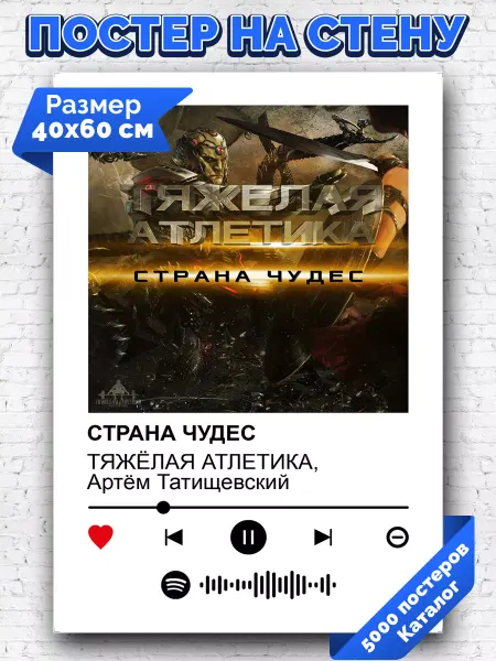 Arthata-spotify постер Спотифай постер Спотифай постер тяжелая атлетика - страна чудес 40х60