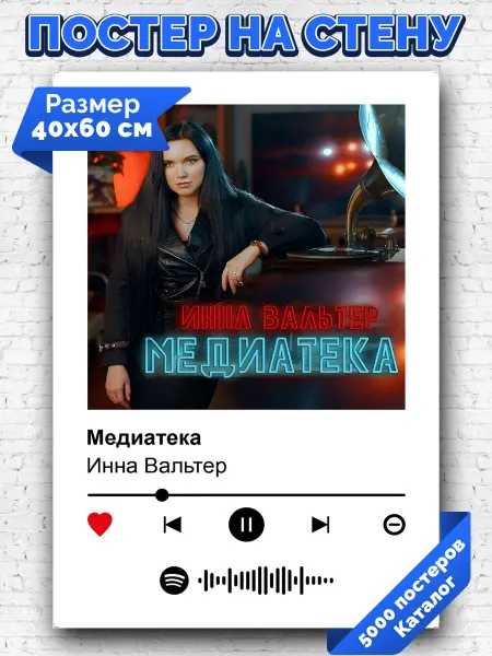 Arthata-spotify постер Спотифай постер Спотифай постер Инна Вальтер - Медиатека 40х60