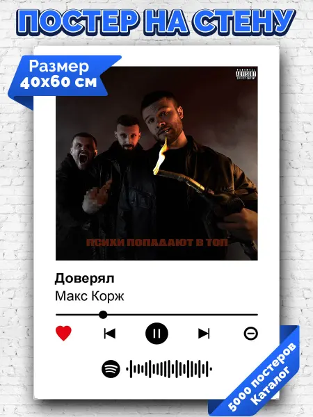 Arthata-spotify постер Спотифай постер Спотифай постер Макс Корж - Доверял 40х60