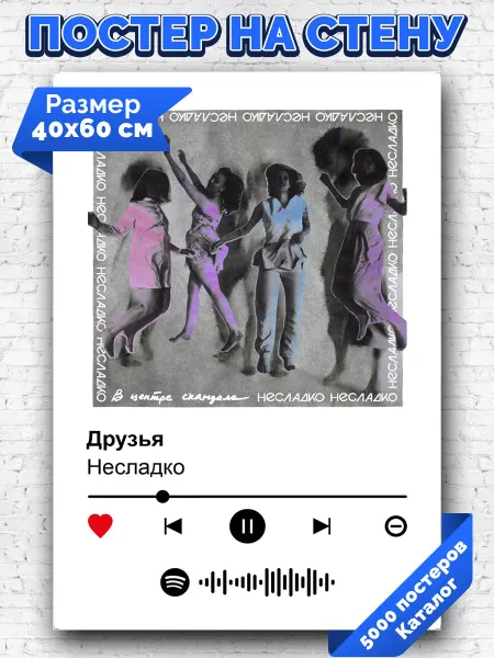 Arthata-spotify постер Спотифай постер Спотифай постер Несладко - Друзья 40х60