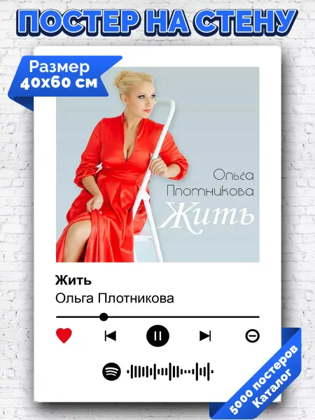 Arthata-spotify постер Спотифай постер Спотифай плакат Ольга Плотникова - Жить 40х60