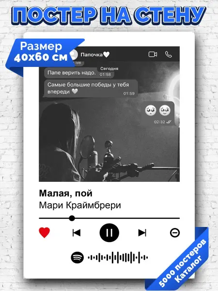 Arthata-spotify постер Спотифай постер Спотифай постер Мари Краймбрери - Малая пой 40х60