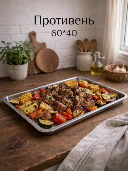 Противень для запекания кухонный 60×40 см h=4 см Aisi 410