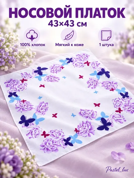 Pastel_lux Платок 43х43 см. носовой карманный универсальный
