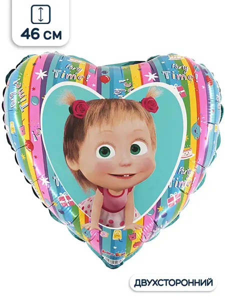Grabo Balloons Воздушный шар сердце Маша и Медведь 46 см