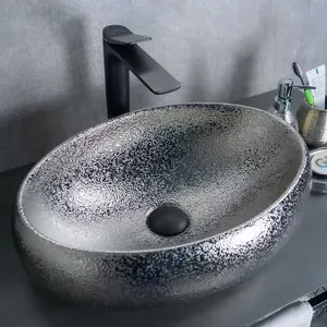 GiD-ceramic (48х34х15см) Серебряная раковина накладная N09030s