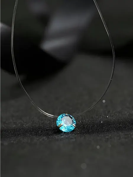 Колье невидимка 490 с голубым кристаллом на леске
