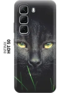 Силиконовый чехол на Infinix Hot 50 4G с принтом "Кошка в темноте"