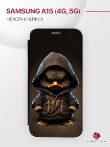 Чехол для Samsung Galaxy A15 4G 5G (A156) с рисунком, защитный, противоударный, с магнитом, черный с принтом УТКА ХУДИ / Самсунг Галакси А15 4G 5G