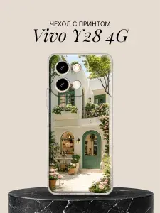 Чехол на Vivo Y28 4G с принтом Уютное кафе в цветах