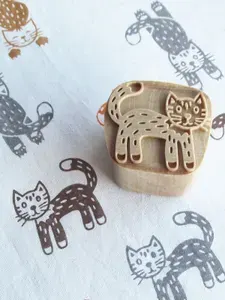 Штамп из дерева "Котейко". Для ткани, оттисков на мыле, глине.