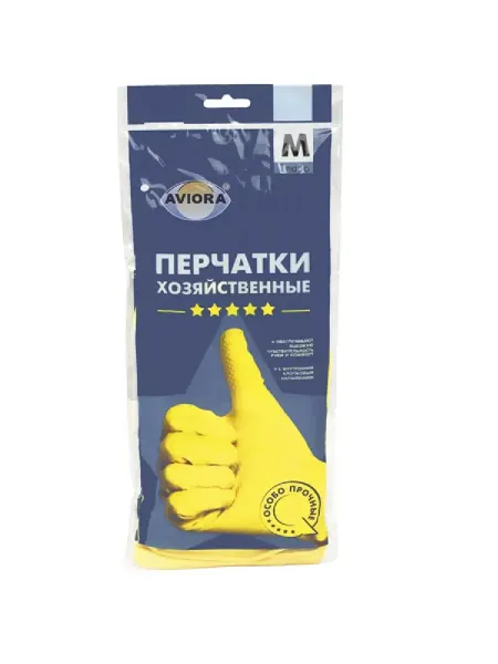 AVIORA Перчатки резиновые хозяйственные 5 звезд размер M
