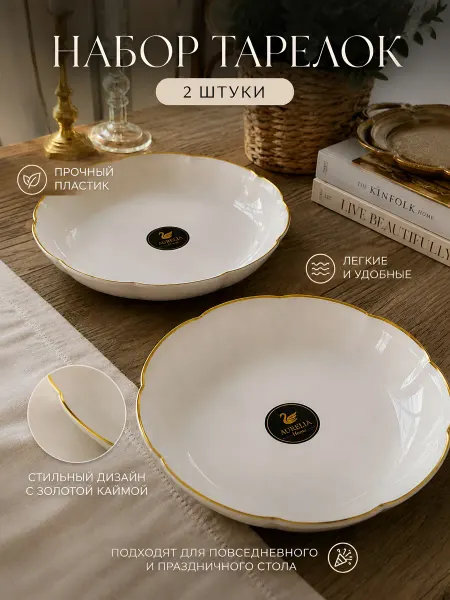 Тарелка 2штук,посуда для кухни и дома, глубокая, пластиковая