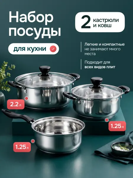 Mallony Набор посуды для приготовления из 5 предметов