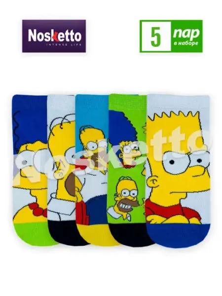 NosKetto Носки короткие Simpsons Симпсоны с приколом 5 пар
