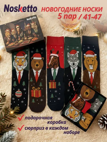 NosKetto Новогодние носки 5 пар