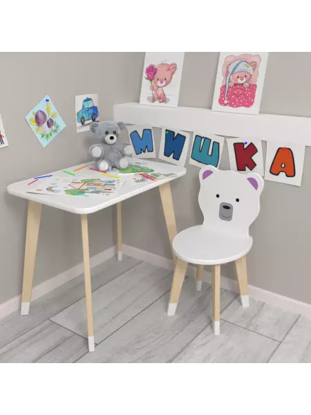 Гном Набор детской (игровой) мебели (Стул + Стол) (Мишка кв)