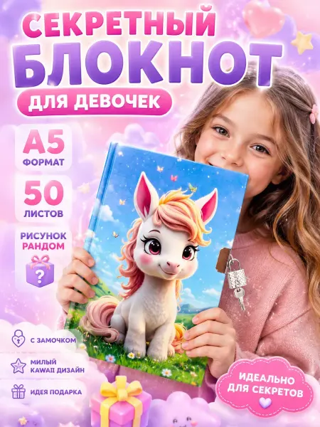 888WWW Блокнот с замком А5 50 листов дневник для девочек