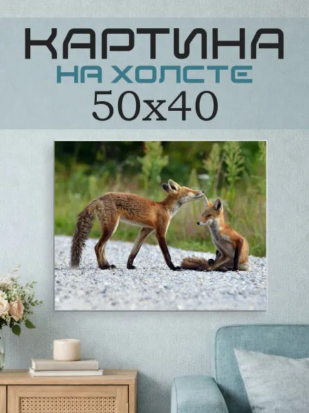 ПринтСтори Картина на стену 50x40 Лисы