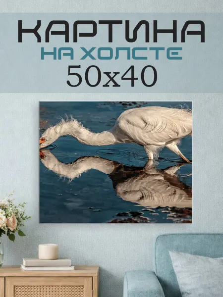 ПринтСтори Картина на стену 50x40 Цапля
