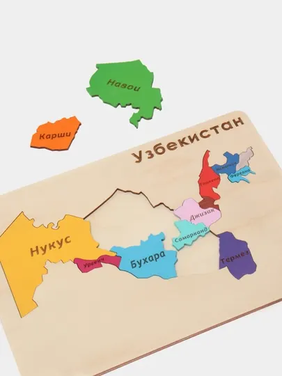 Деревянный детский пазл Карта Узбекистана, головоломка для детей