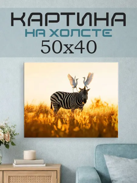 ПринтСтори Картина на стену 50х40 Зебра