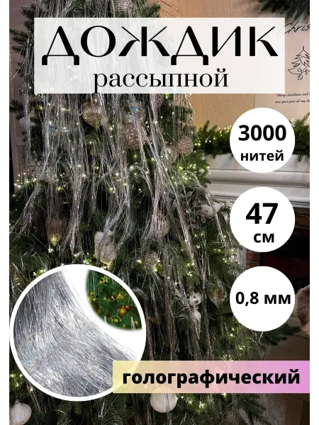 ИДЕЛИЯ ДОМ Дождик тонкий рассыпной паутинка голографический