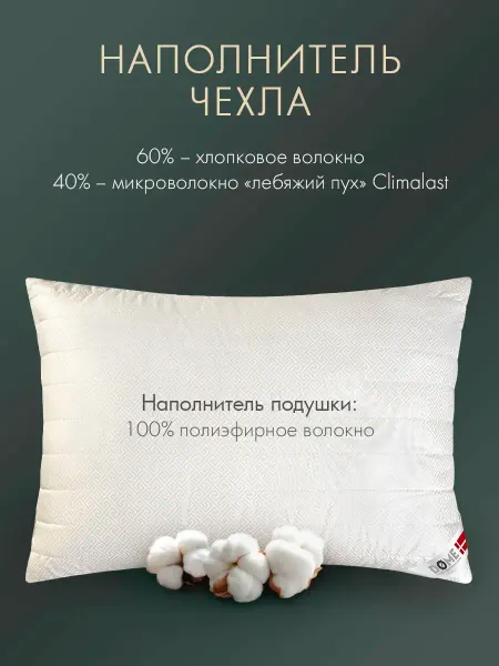 PillowsOnline Подушка 50х70 для сна анатомическая полиэфирное волокно