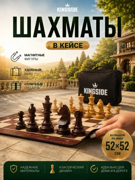 KINGSIDE Шахматы пластиковые большие с доской 52x52