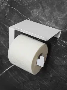 Держатель для туалетной бумаги с полочкой (белый)