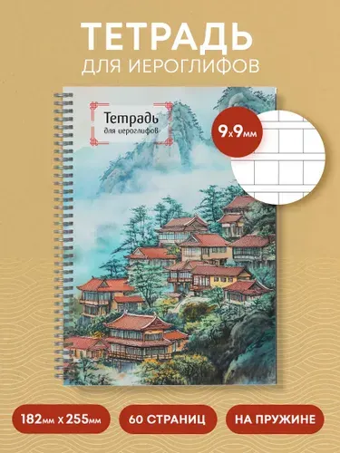 Тетрадь для иероглифов китайских японских корейских на пружине (Город в тумане)
