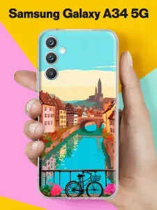 Силиконовый чехол на Samsung A34 5G Город у реки для Самсунг А34