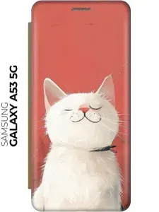 Чехол-книжка на Samsung Galaxy A53 5G с принтом "Гордый котик" золотой