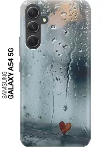 Силиконовый чехол на Samsung Galaxy A54 5G / Самсунг А54 с принтом "Сердечко на фоне дождя"