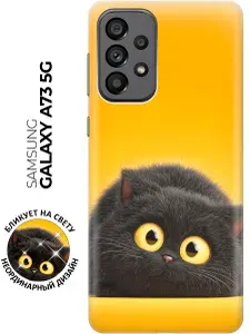 Силиконовый чехол на Samsung Galaxy A73 5G с принтом "Чёрный кот на солнечном фоне"