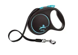 Поводок-рулетка ленточный Flexi Black Design tape M 5м 25 кг, Синий