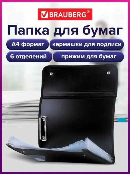 Brauberg Папка для бумаг и документов с замком 6 отделений A4